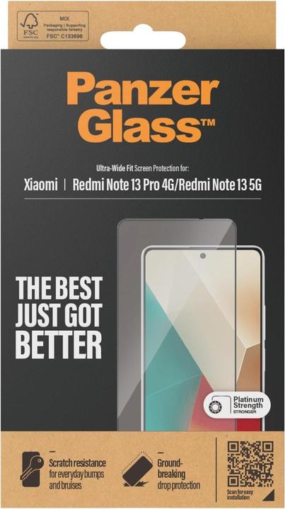 Productafbeelding PanzerGlass Ultrabrede pasvorm (1 Stuk, Xiaomi Redmi Note 13 Pro 4G, Xiaomi Redmi Note 13 5G)