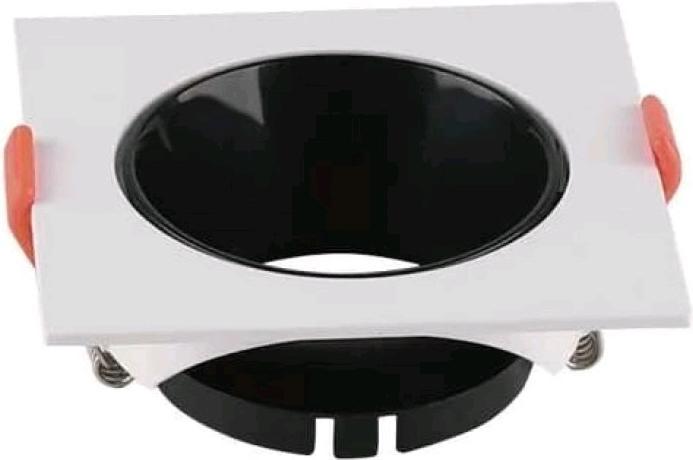 Produktbild V-TAC VT932 GU10 passender quadratischer weisser Rahmen mit schwarzem Reflektor