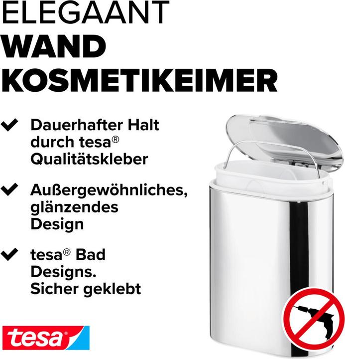 Produktbild tesa ELEGAANT Kosmetikabfalleimer inkl. Klebelösung ohne Bohren (10 l)