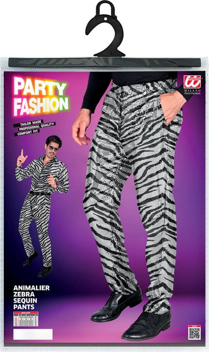 Image du produit Widmann Pantalon homme zèbre à paillettes noir/argenté (M)