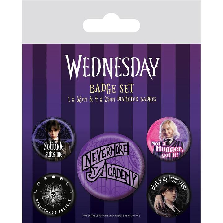 Actual product image Wednesday Nevermore Badge (Pack of 5)
