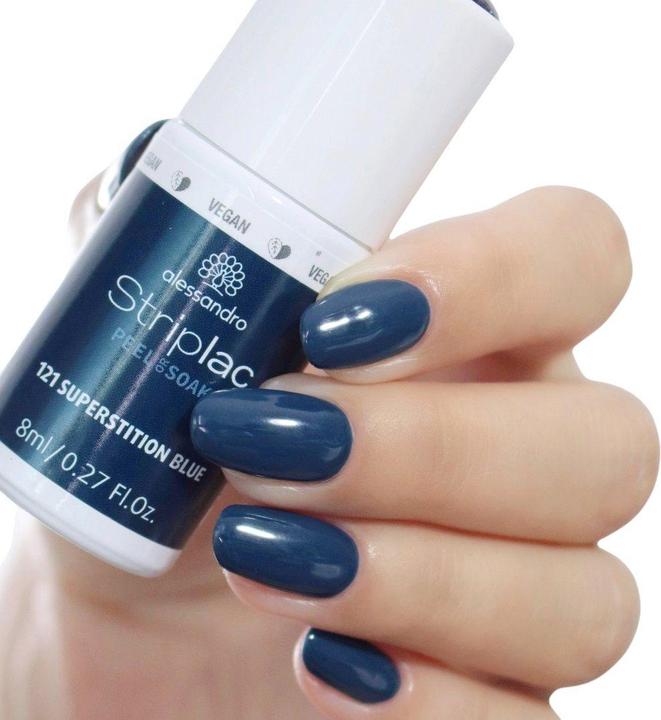 Actual product image Alessandro Striplac Peel or Soak Superstition Blue 8 ml (121 Superstition Blue, Peelable nail polish)