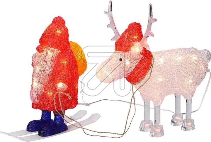 Image du produit Konstsmide Figurine LED en acrylique Père Noël avec renne, 40 LED