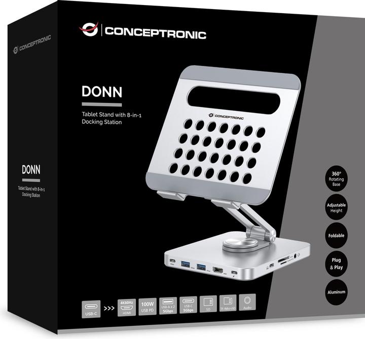 Immagine prodotto Conceptronic Supporto per tablet con docking station 8-in-1 si