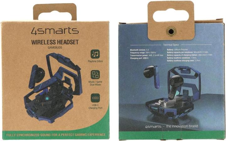 Productafbeelding 4smarts TWS Bluetooth koptelefoon GameBuds (Geen ruisonderdrukking, 24 h, Bedraad)