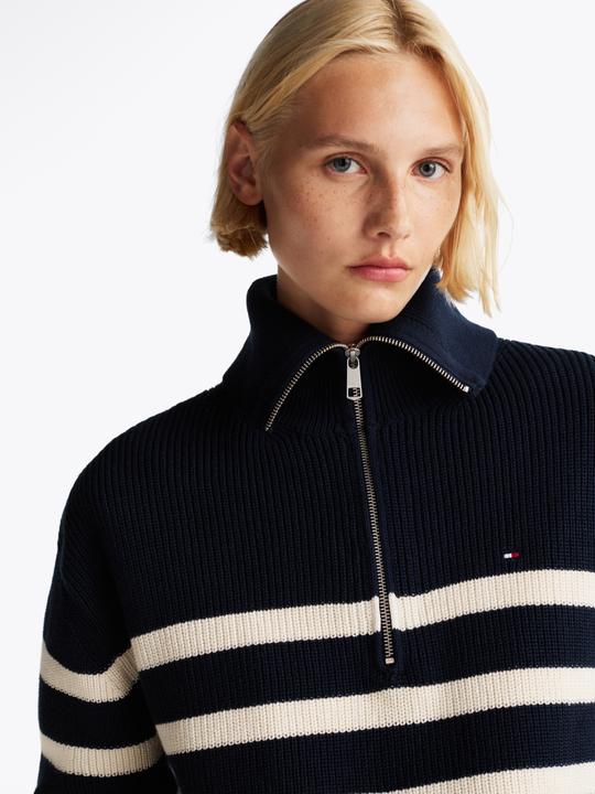 Immagine prodotto Tommy Hilfiger Cardigan Dames Trui Gebreid Katoen - Blauw/Wit - Maat L (L)