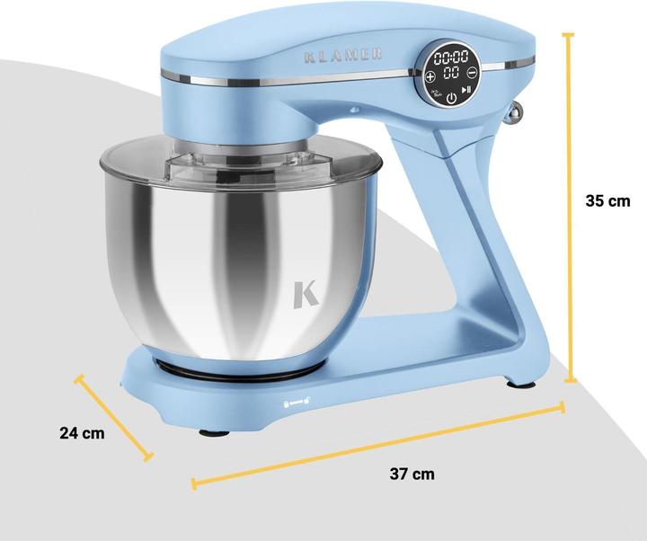 Produktbild KLAMER Küchenmaschine, Knetmaschine mit 6 Liter Edelstahl Schüssel (1800 W)