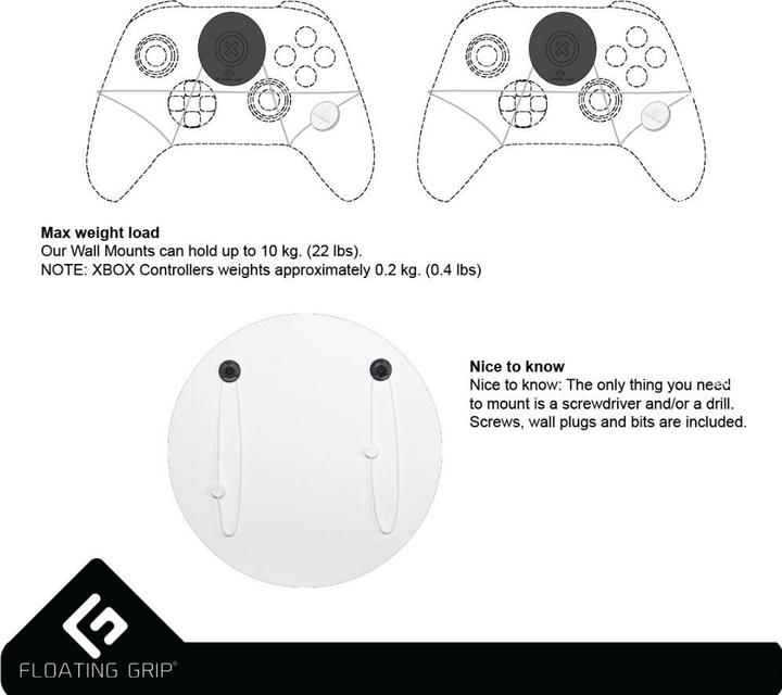 Produktbild Floating Grip XBox Controller Wandhalterung (Xbox Series S, Xbox One S, Xbox One X, Xbox Series X)