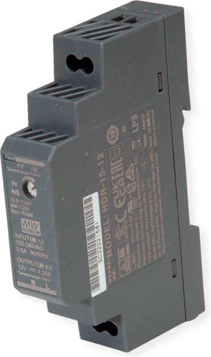Image du produit MeanWell DR-15-12 Alimentation pour rail DIN 15W 12V DC (Alimentation électrique)