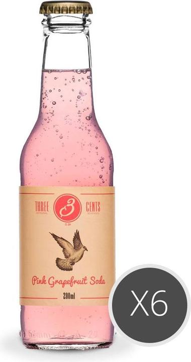 Actual product image Three Cents Pink grapefruit soda (6 x 20 cl)