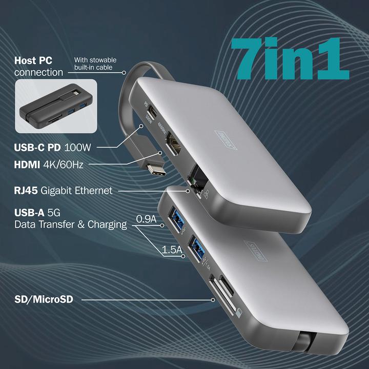 Immagine prodotto Digitus Docking station da viaggio USB-C, 7 porte (USB-C, 7 Porti)