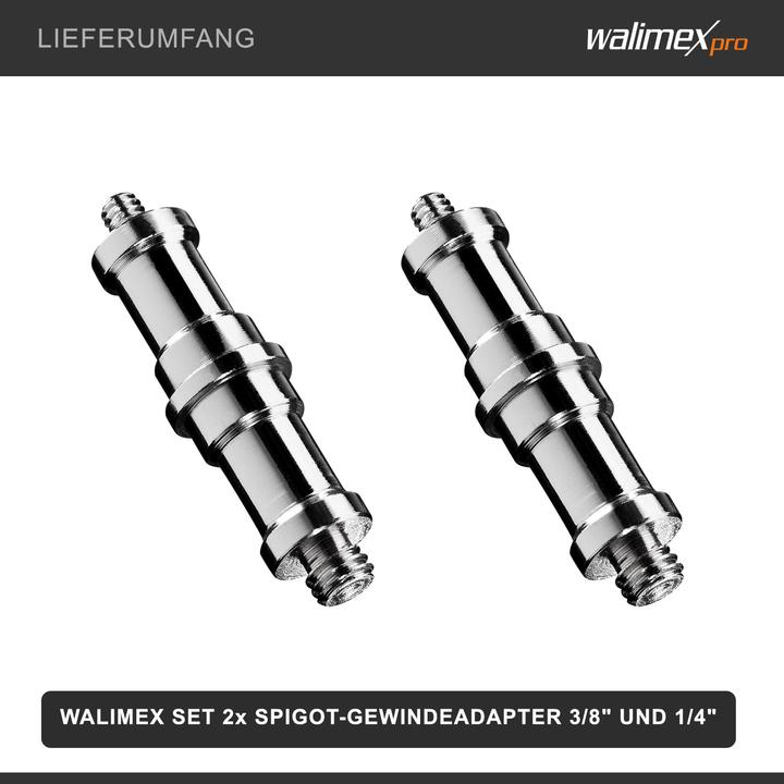 Produktbild Walimex Set 2x Spigot Gewinde Adapter 3/8" 1/4" Fotografie Kamera Zubehör Stativ (Stativadapter)