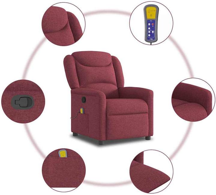 Immagine prodotto VidaXL Poltrona massaggiante Tessuto rosso vino Poltrona massaggiante TV