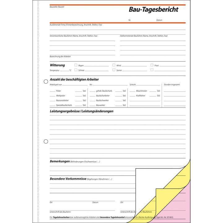 Actual product image Sigel Construction diary Paper format: DIN A4 Number of sheets: 3 x 40 sheets. (40 x)