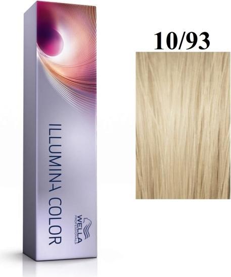 Wella Vopsea permanenta Illumina Color 10/93, Blond Luminos Deschis Perlat Auriu, 60ml (Gold Blonde)