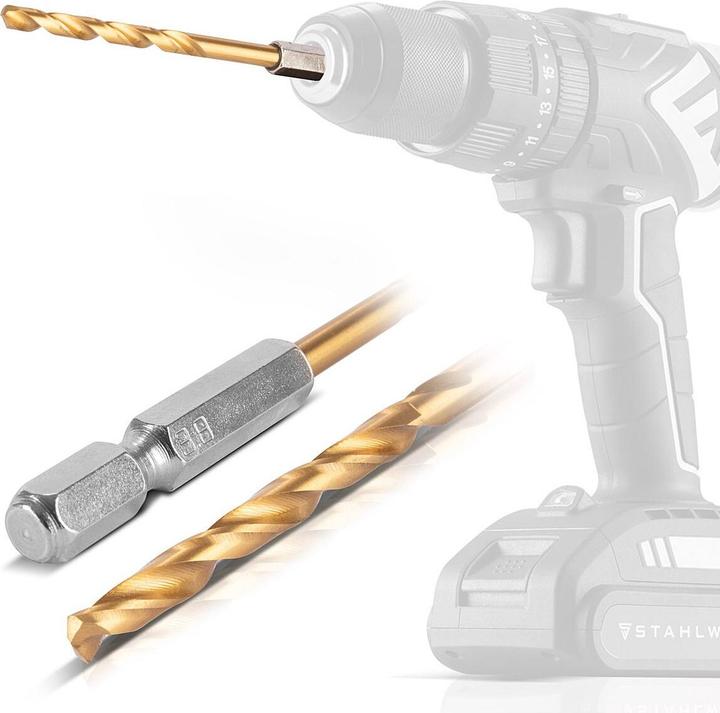 Produktbild Stahlwerk Universal Spiralbohrer Set 2-5 mm mit Sechskant-Schaft 10-teilig (2, 2.5, 3, 3.2, 3.5, 4, 4.5, 4.8, 3.8 mm, 5 mm)