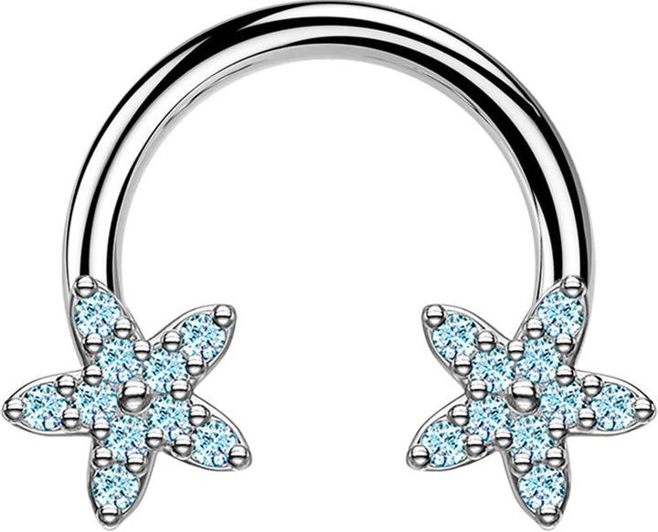Star Piercing Micro Circular Barbell silber Kristallstern aqua (Chirurgenstahl 316L, Messing)