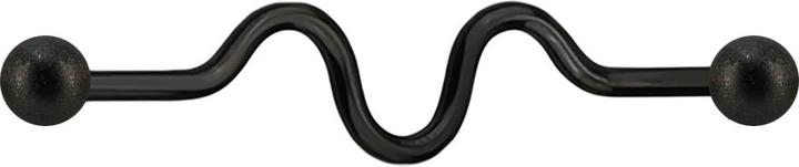 Star Piercing Barbell schwarz zig zag mit zwei Kugeln gesprenkelt (ohne Messing, Chirurgenstahl 316L)