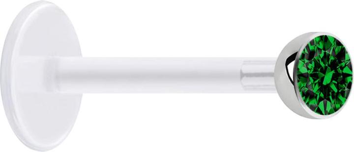 Star Piercing Micro Labret transparent mit Kugel und Kristall grün (Chirurgenstahl 316L, ohne Messing, Bioflex)