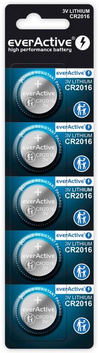 Everactive Lithiumbatterien mini CR2016 Blisterverpackung 5 Stück (5 Stk., CR2016, 80 mAh)