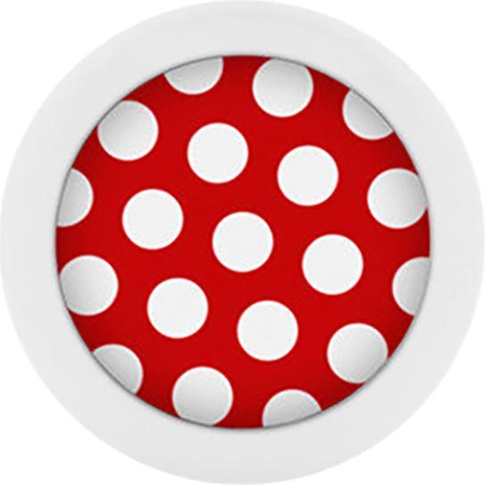 Star Piercing Micro Kugel Pure White mit Polka Dots rot/weiss (ohne Messing, Chirurgenstahl 316L)