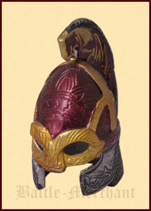 Battle Merchant Miniature spectacle helmet made of aluminium red with comb