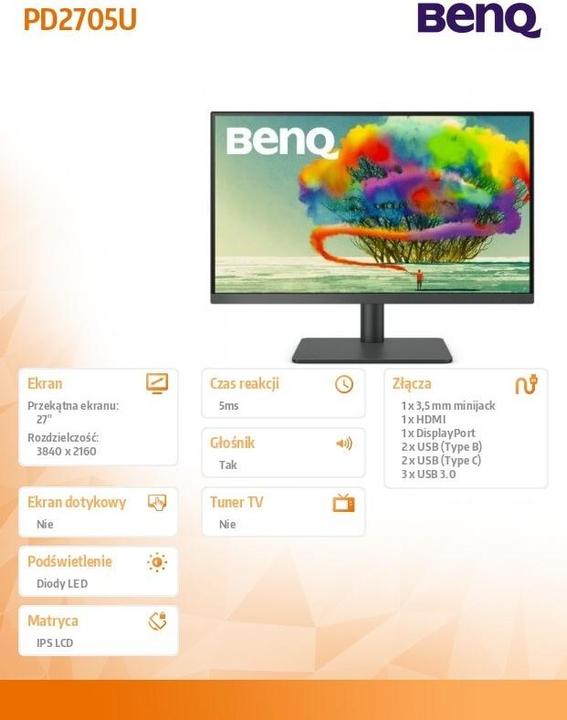 Actual product image BenQ PD2705U (3840 x 2160 Pixels, 27")