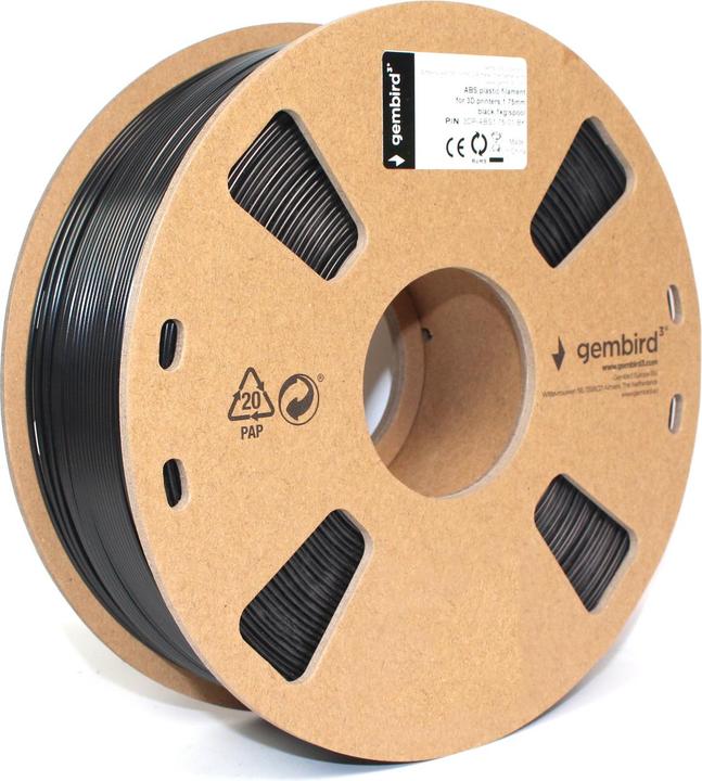 Produktbild Gembird Filamentcassette ABS Spule (ABS, 1.75 mm, 1259 g, Schwarz)