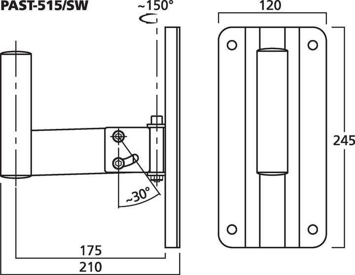 Produktbild Img Stage Line PALautsprecherHalterung Neigbar (1 Stk., Wandmontage, Schwenkbar)
