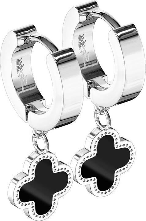 Star Piercing Ohrring zum Klappen silber Anhänger Kleeblatt (ohne Messing, Chirurgenstahl 316L)