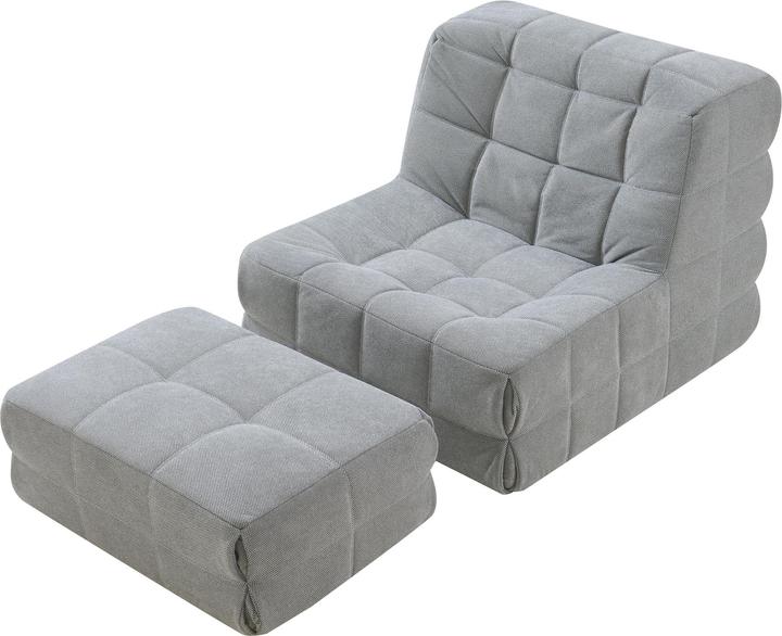 Actual product image En.Casa Bodensessel mit Fusshocker Koskyvn Textil Grau
