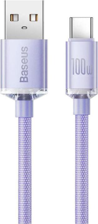 Actual product image Baseus Crystal Shine Series Fast Charging Data Cable USB to Type-C 100W 2m Purple (2 m, USB 2.0, 100 W)