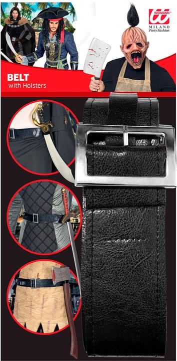 Produktbild Widmann SCHWARZER GÜRTEL MIT 4 HOLSTER FÜR SCHWERTER UND WAFFEN in Lederoptik