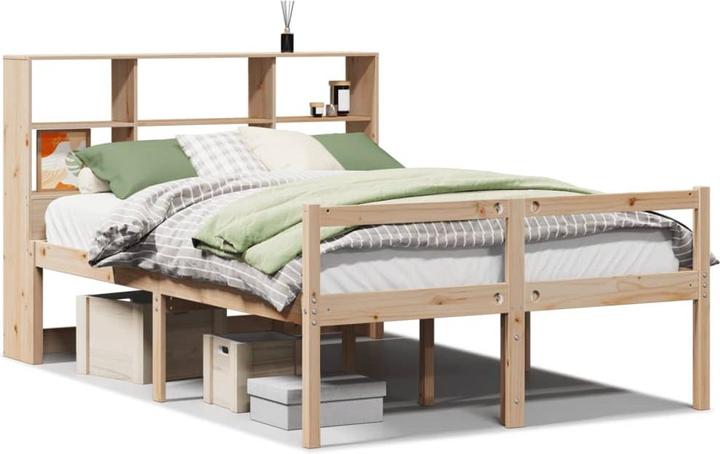 Produktbild VidaXL Massivholzbett Holzbett Bett Doppelbett mit Regal ohne Matratze 160x200cm (160 x 200 cm)