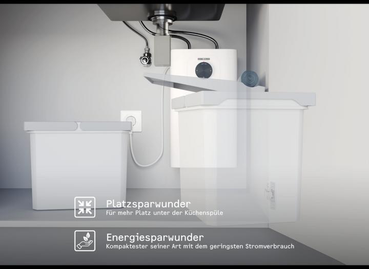 Actual product image Stiebel Eltron SNU 5 Plus, very compact, anti-drip, thermostop, under-sink boiler 5 l low pressure with plug, 2 kW