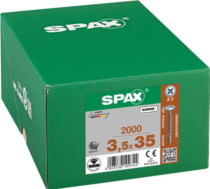Image du produit Spax Vis de la paroi arrière PZ2 3,5x35 mm (1000 Vis par pièce)