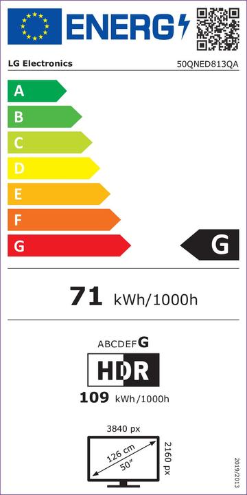 Energy Label LG 50QNED813QA (50", QNED81, LED, UHD, 2022)