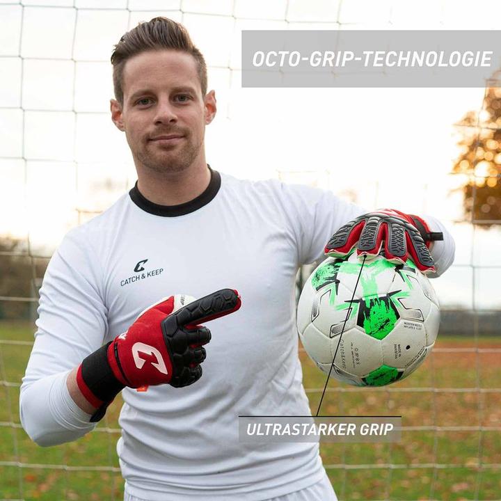 Produktbild Catch & Keep Fussballhandschuhe Fly Protect Gr. 10 Rot Torwart Keeper Goalie Handschuhe (10)