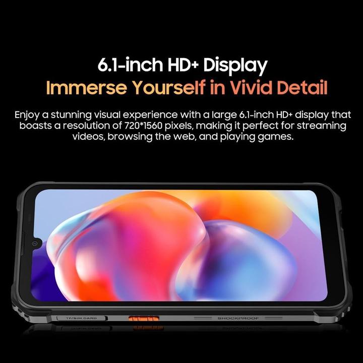 Immagine prodotto Blackview TELEFONO CELLULARE BV5300 PLUS NFC/8/128GB NERO NERO PUBBLICITÀ (128 GB, Nero, 6.10", 4G)