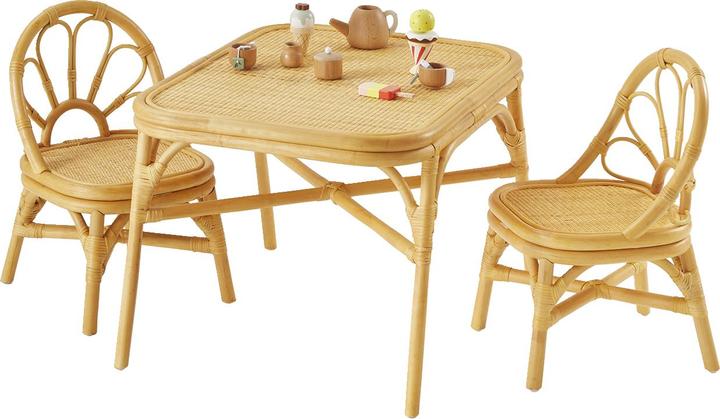 Vertbaudet Children's room set: 2 chairs & table made of rattan BOHO (Child seating group)
