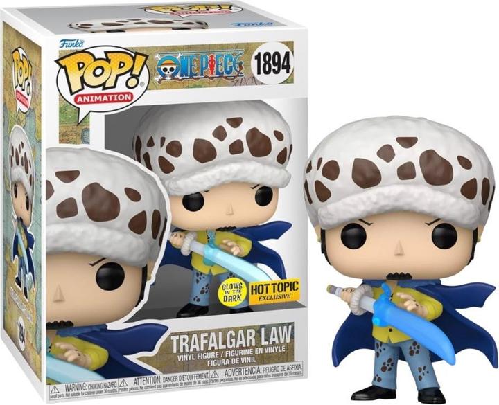 Actual product image Funko Pop! One Piece Trafalgar Law Glow-in-The-Dark Vinyl Figure, Hot Topic Exclusive, 4.4 inches