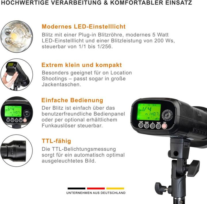 Produktbild Walimex pro Studio-Akkublitz Mover 200 TTL (200 W, Blitzkopf)