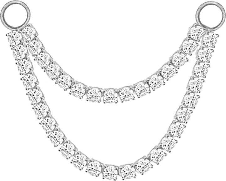Immagine prodotto Star Piercing Verbindungskette silber doppelt eckig Kristalle silber (senza ottone, Acciaio chirurgico 316L)