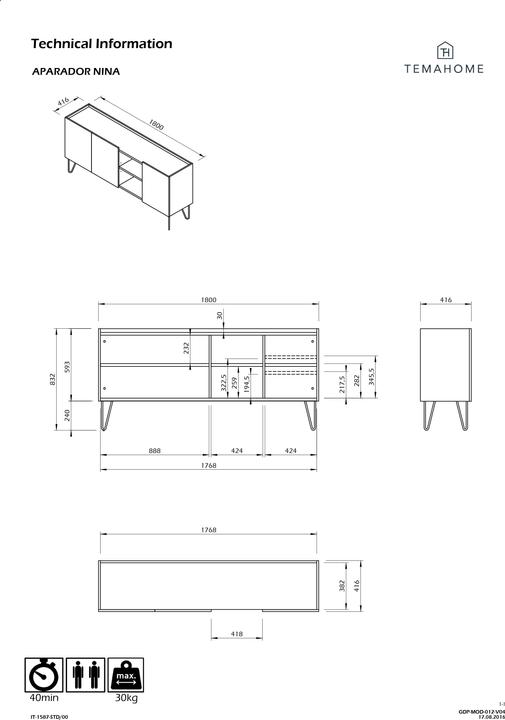 Produktbild Temahome Nina (180 x 42 x 83 cm)