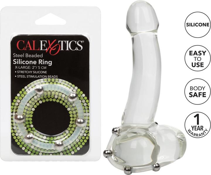 Actual product image CalExotics Steel Beaded Silicone Ring XL (3.75 cm)