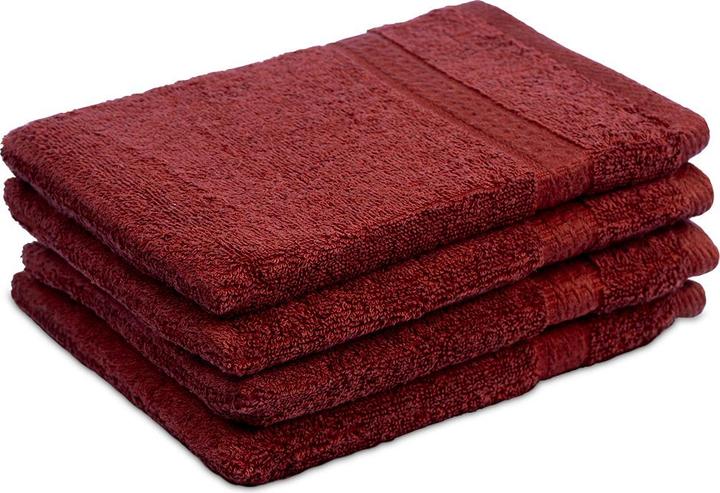 Casativo 4er-Set Waschhandschuhe aus 100% Baumwolle, bordeaux (21 x 16 cm)