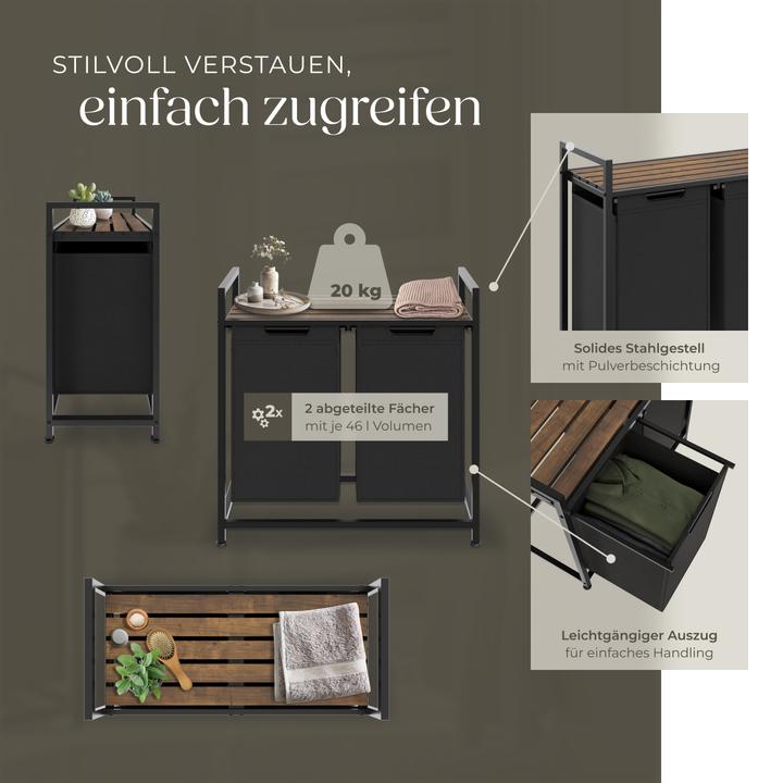 Produktbild tectake Wäschesortierer mit Ablage (46 l)