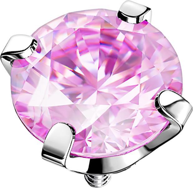 Star Piercing Dermal Anchor silber Kristall pink gefasst (ohne Messing, Chirurgenstahl 316L)