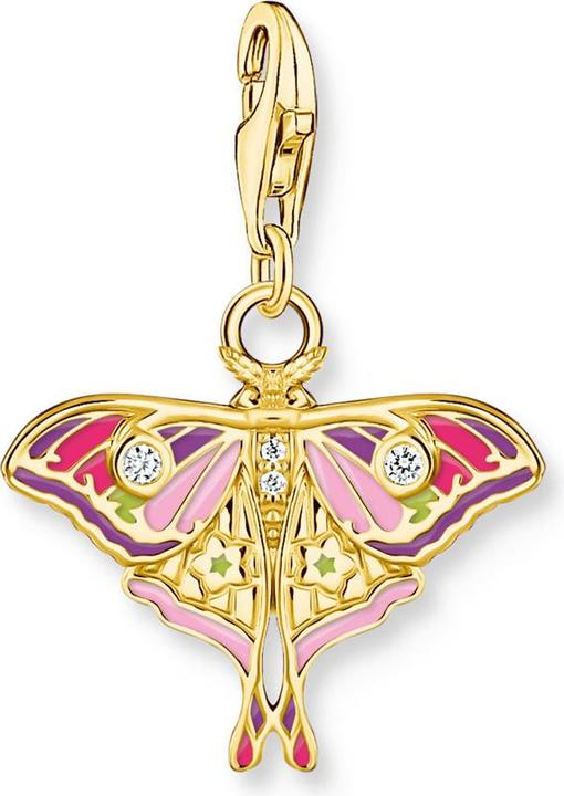 Thomas Sabo Charm-Anhänger bunter Nachtfalter vergoldet (Emaille, Silber 925)