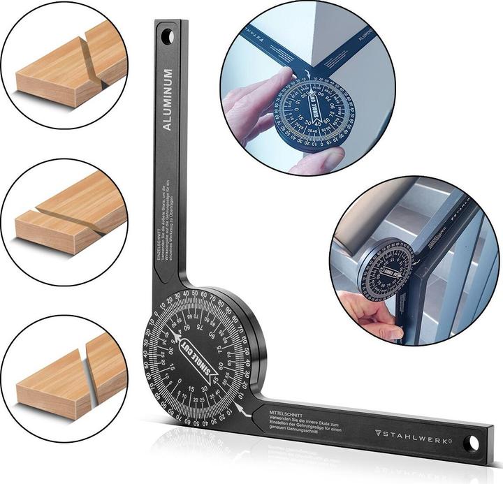 Produktbild Stahlwerk Winkelmesser 360° Grad Aluminium Gehrungswinkelmesser